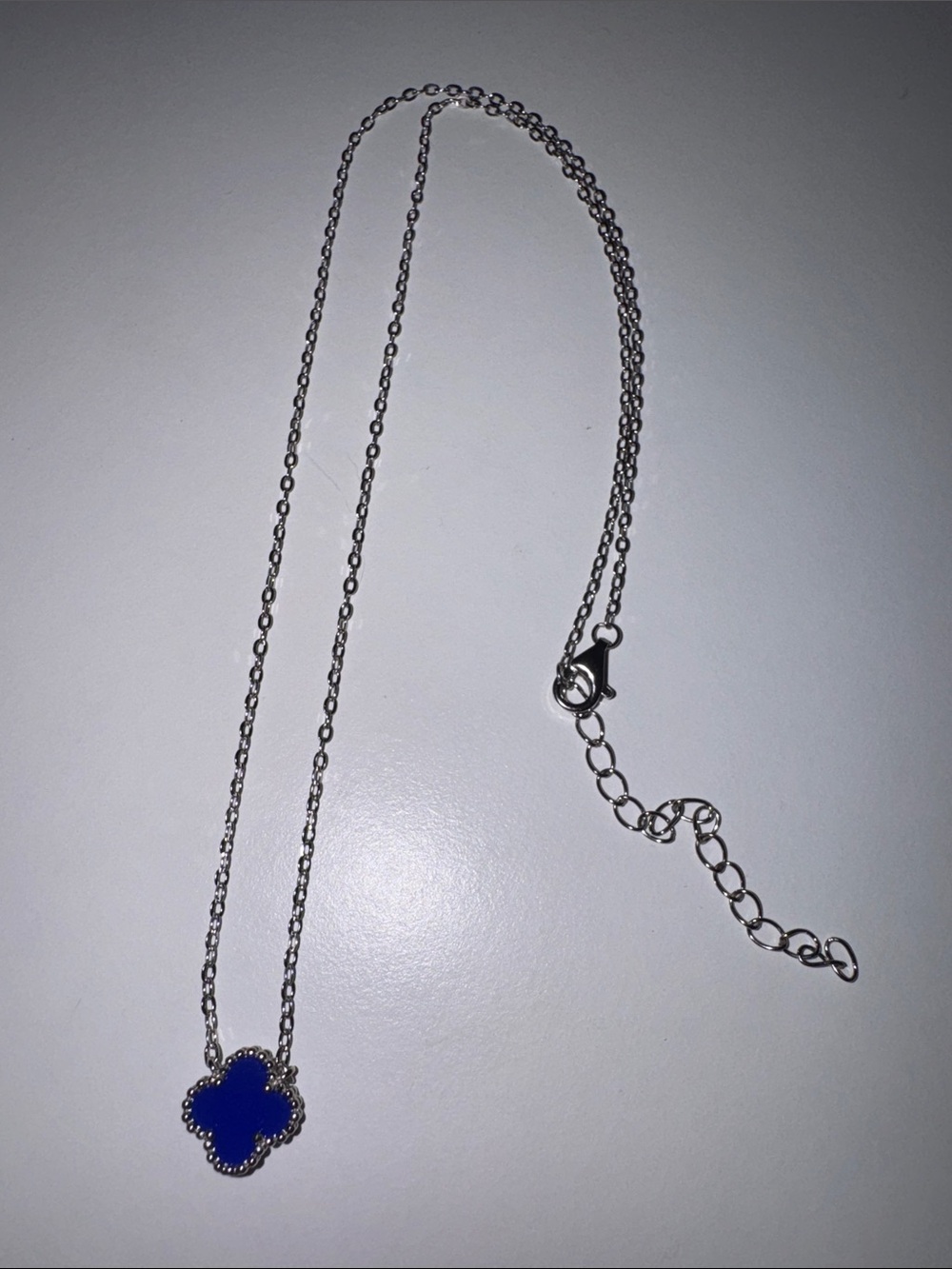 925 Silver ROYAL BLUE CLOVER NECKLACE💙NWT!